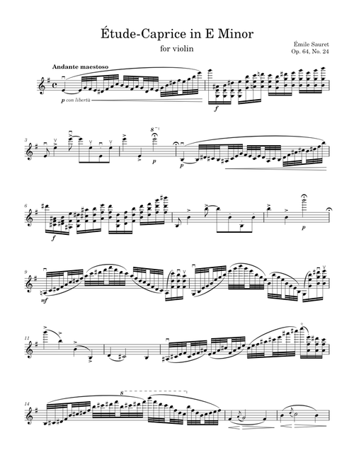 Étude-Caprice in E Minor - É. Sauret, Op. 64, No. 24