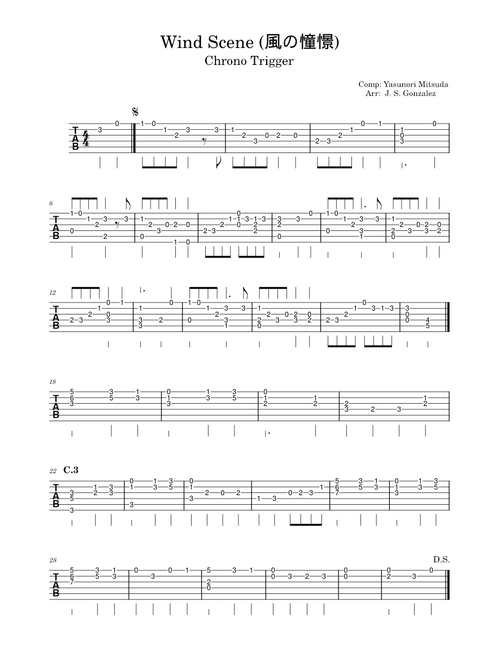 Wind Scene – Yasunori Mitsuda – Guitar TAB