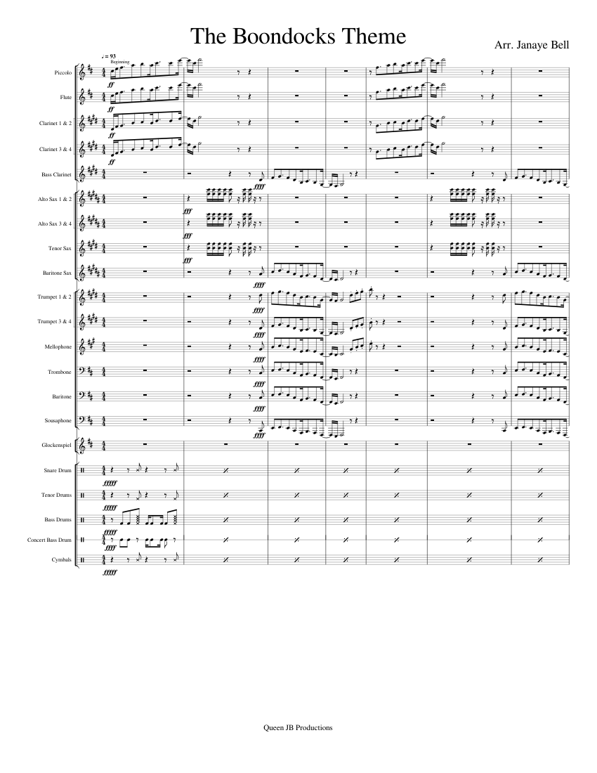 The Boondocks Theme Sheet music for Trombone, Tuba, Flute piccolo