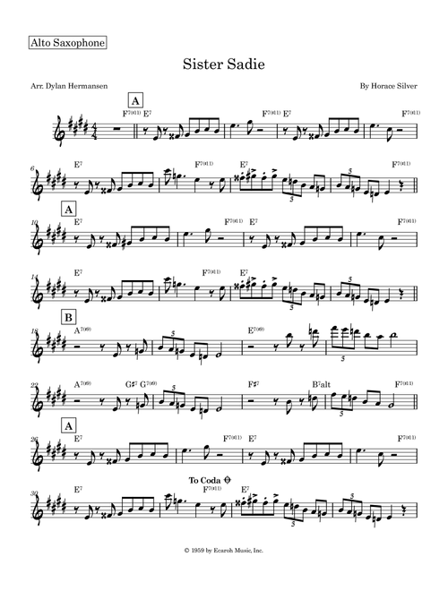 Sister Sadie (Arr. Dylan Hermansen) - Horace Silver (Lead Sheet - Fake Book)