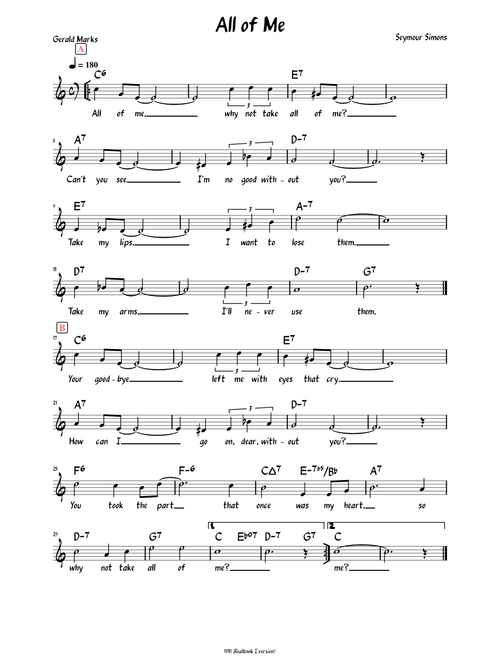 All Of Me (Lead sheet with lyrics )