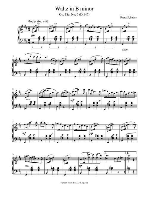 Schubert: Waltz in B minor Op. 18, No. 6 (D.145)