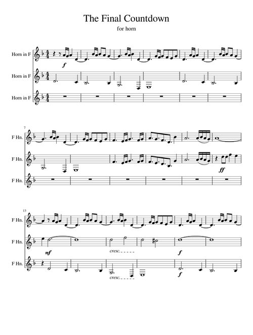 The Final Countdown - Horn trio