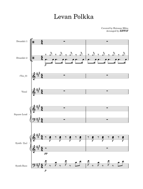 Levan Polkka by Hatsune Miku(Full Score)