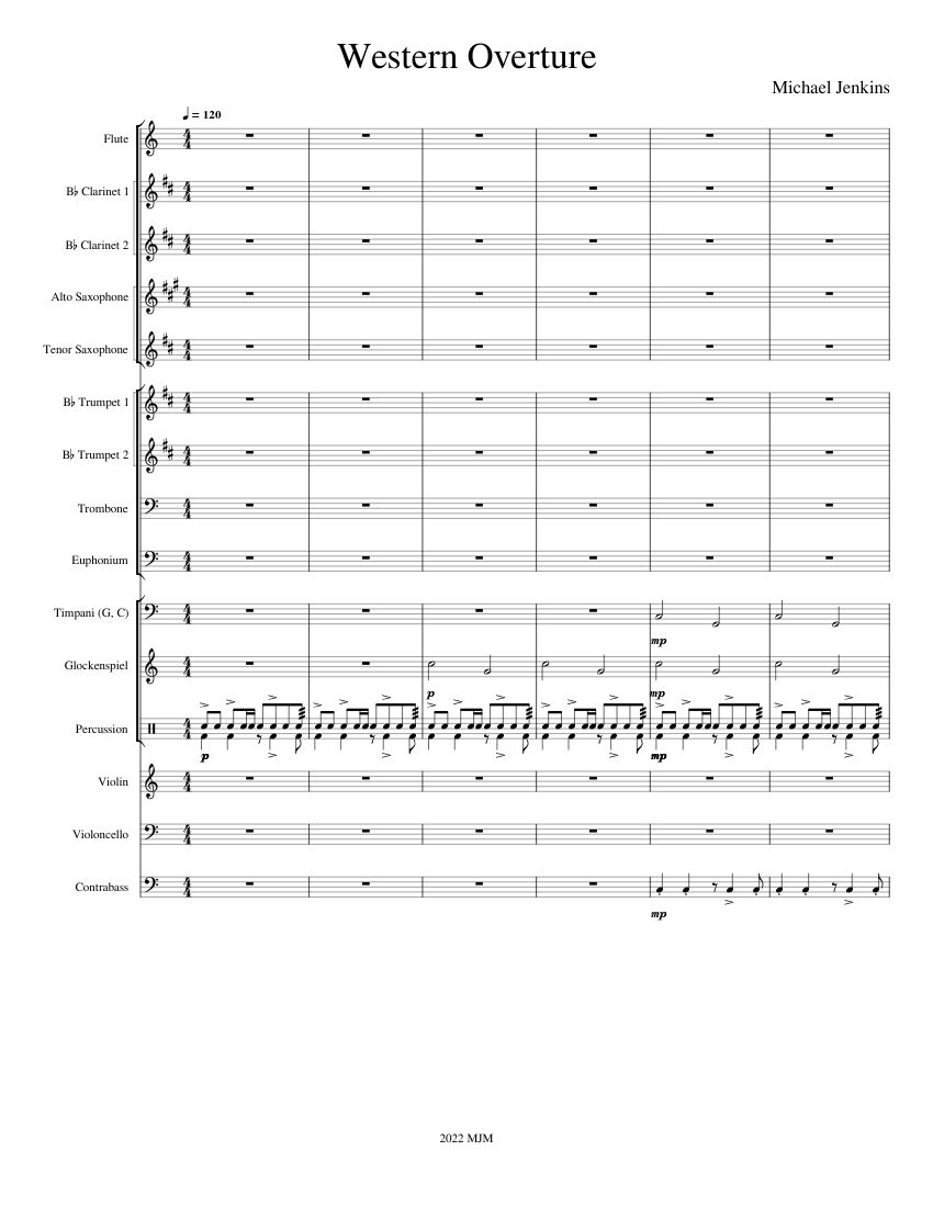 Western Overture Sheet music for Trombone, Euphonium, Flute,