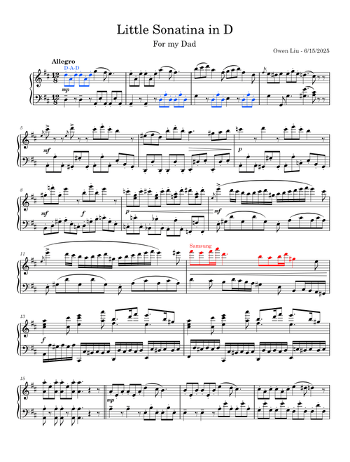 Little Sonatina in D, for my dad – Owen Liu