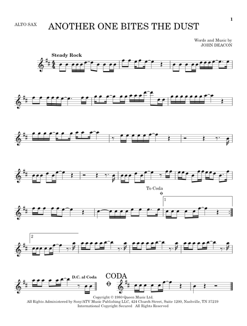 Another One Bites The Dust - Queen (Alto Sax Solo)