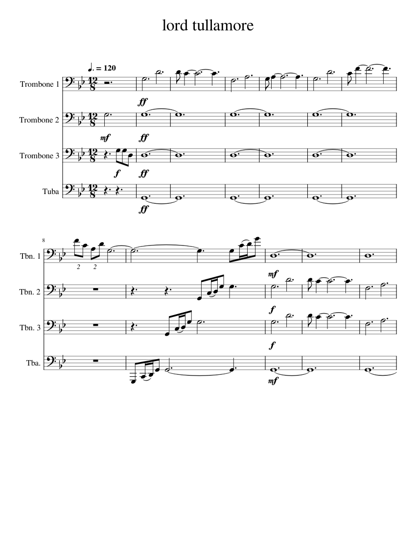Lord Tullamore – carl wittrock Sheet Music for Trombone, Tuba