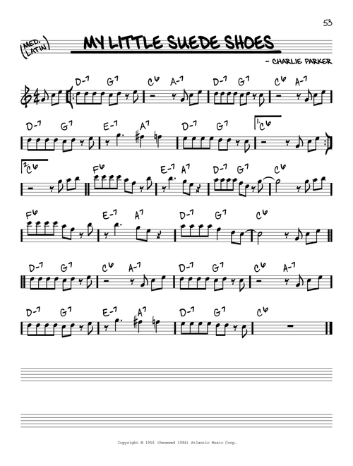 My Little Suede Shoes - Charlie Parker (Real Book - Melody-Chords)