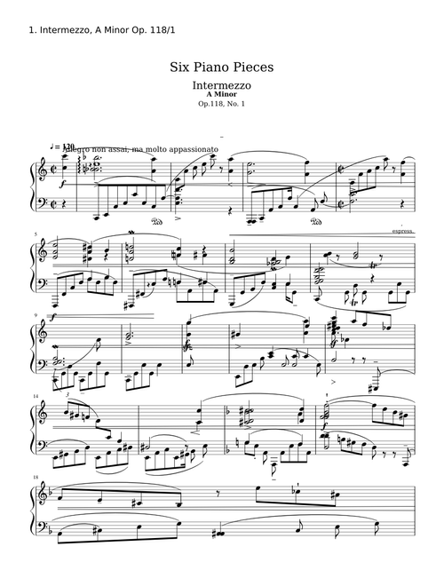 Brahms Intermezzo A minor Op 118/1