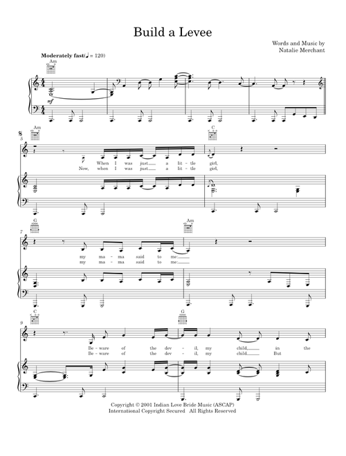 Build A Levee - Natalie Merchant (Piano-Vocal-Guitar)
