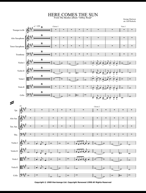 Here Comes The Sun (Arr. Jeff Perholtz) - The Beatles (Large Ensemble)