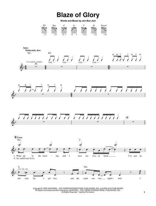 Blaze Of Glory - Jon Bon Jovi (Easy Guitar)