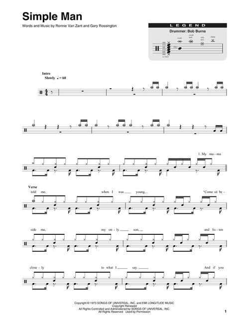 Simple Man - Lynyrd Skynyrd (Drum Transcription)