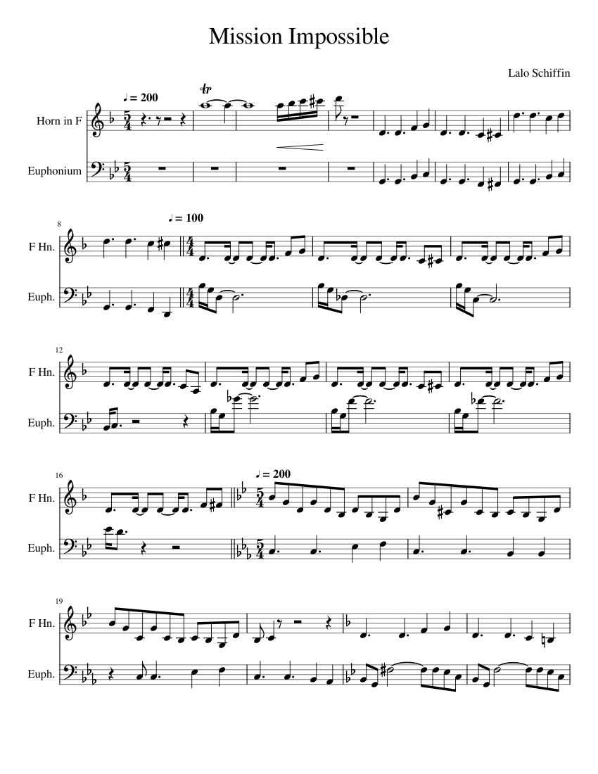 Mission Impossible French Horn and Euphonium Duet Sheet music for