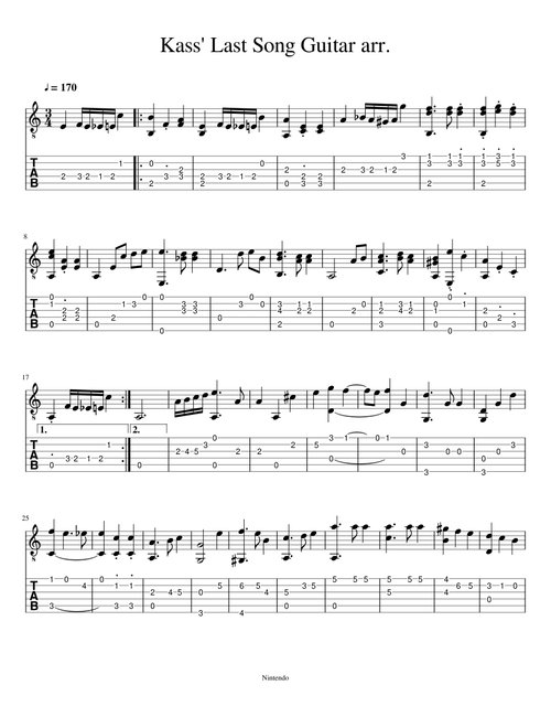 Kass Last Song Guitar arr