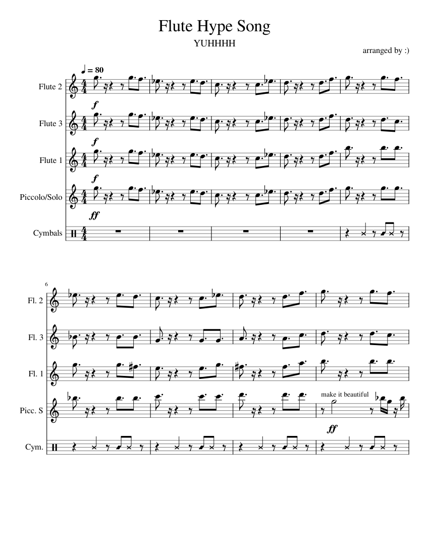 Flute Song Sheet music for Flute piccolo, Flute, Crash (Woodwind