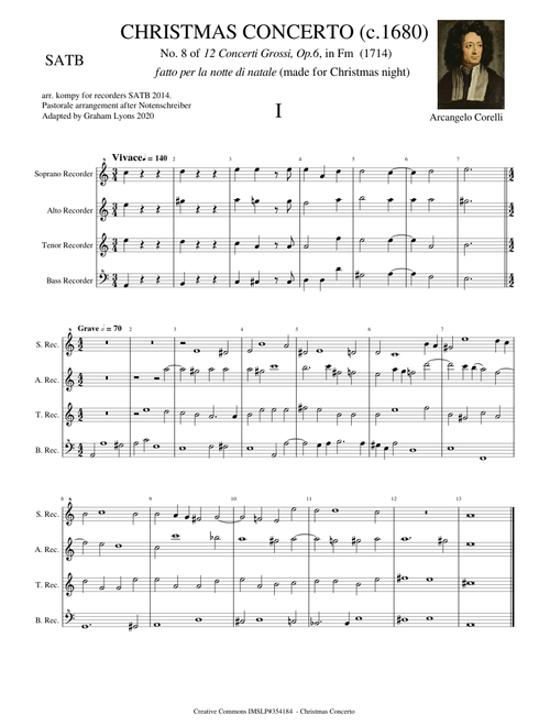 Corelli, Arcangelo Concerto Grosso, Op. 6, No. 8 in Gm