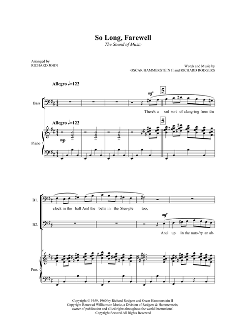 So Long, Farewell (Arr. Richard John) - Richard Rodgers, Oscar Hammerstein II (Choral, TTBB)