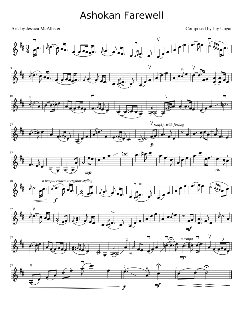 Ashokan Farewell Sheet music for Piano (Solo)