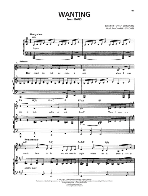 Wanting (from Rags) - Stephen Schwartz (Piano Vocal)