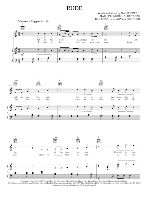 Rude - MAGIC! (Piano-Vocal-Guitar)