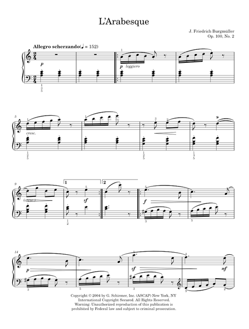 Arabesque, Op. 100, No. 2 - Friedrich Burgmuller (Piano Solo)