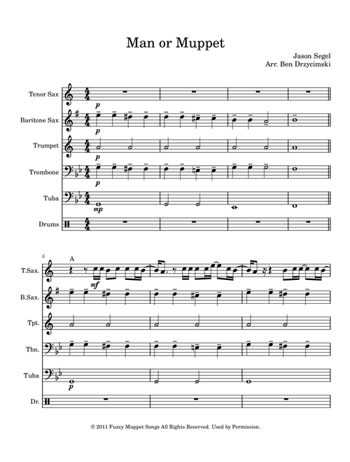 Man Or Muppet (Arr. Ben Drzycimski) - Bret McKenzie (Small Ensemble)