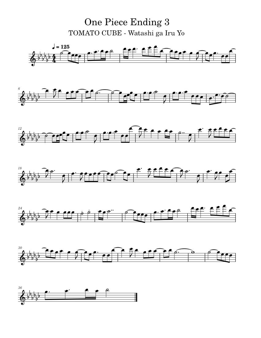 One Piece Ending 3 Sheet music for Flute (Solo)