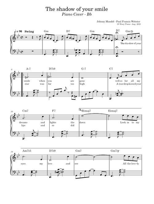 J-02 - The shadow of your smile - Piano Cover - Bb