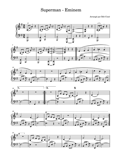 Superman (Arr. Bob Cissé) - Eminem (Piano Solo)