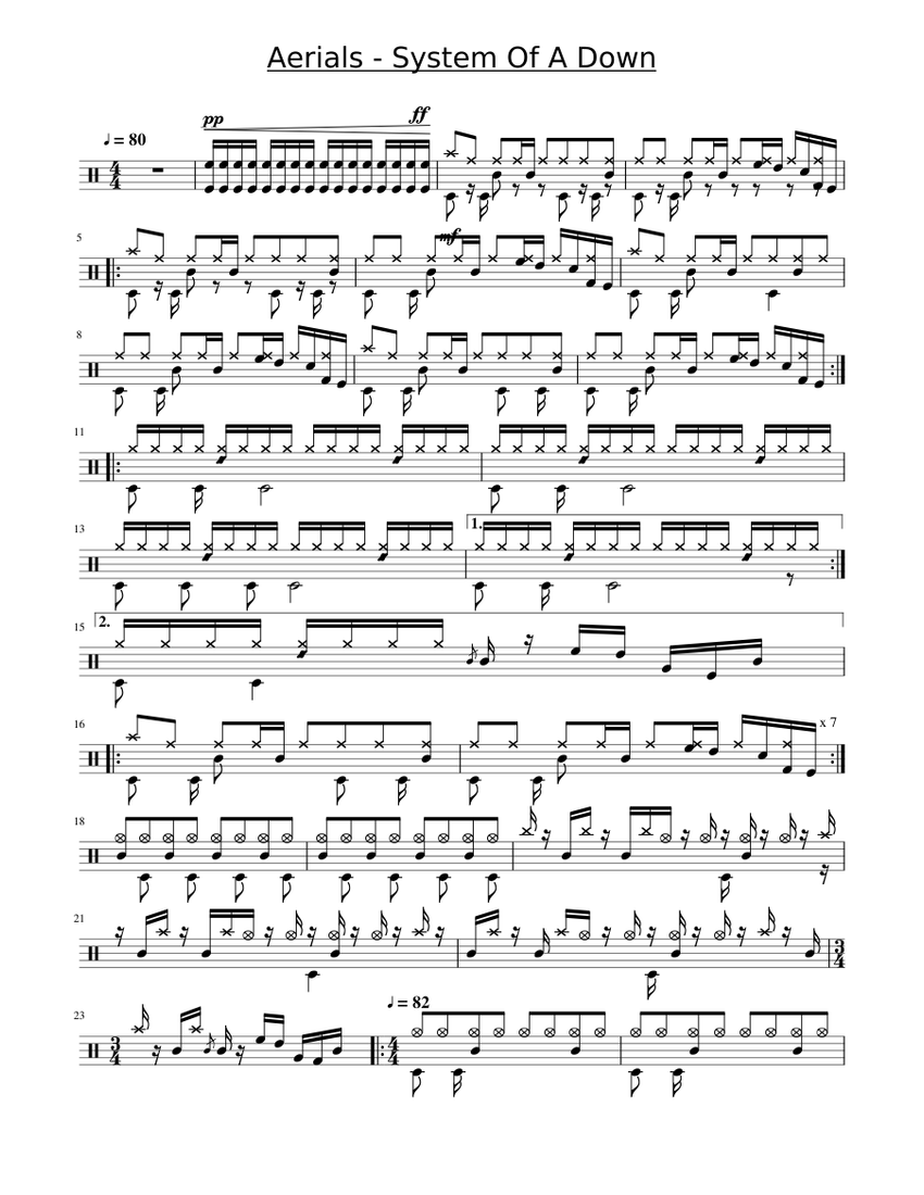 Aerials for drums Sheet music for Drum group Solo Musescore