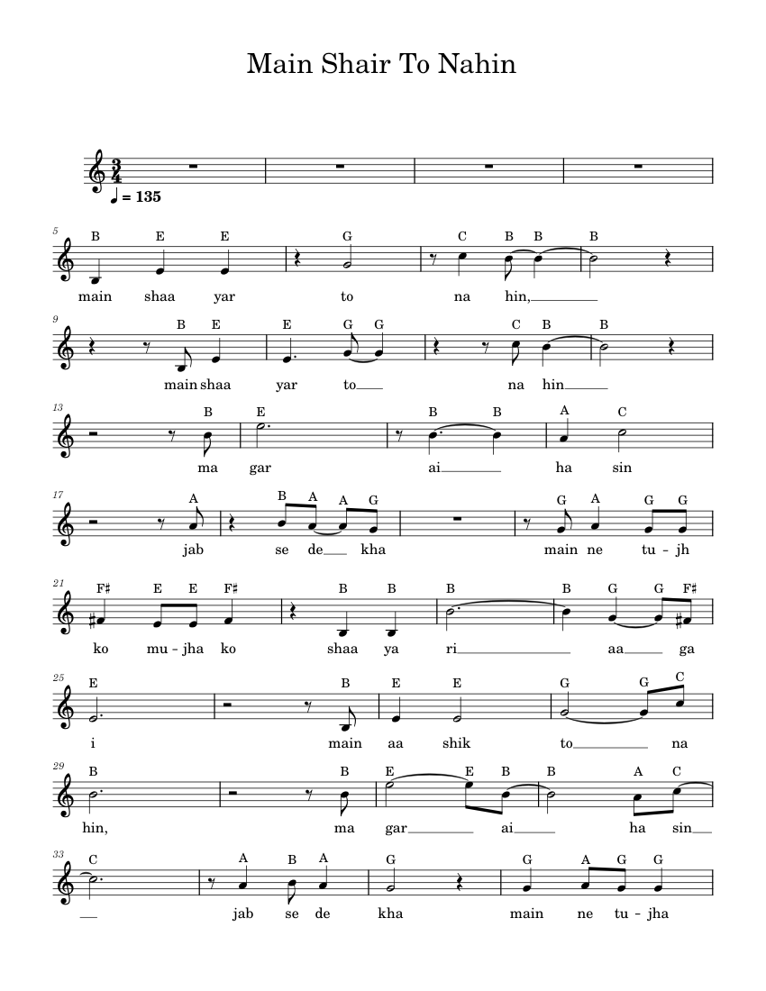 Main Shair To Nahin Sheet music for Piano (Solo) | Musescore.com Main Shair To Nahin