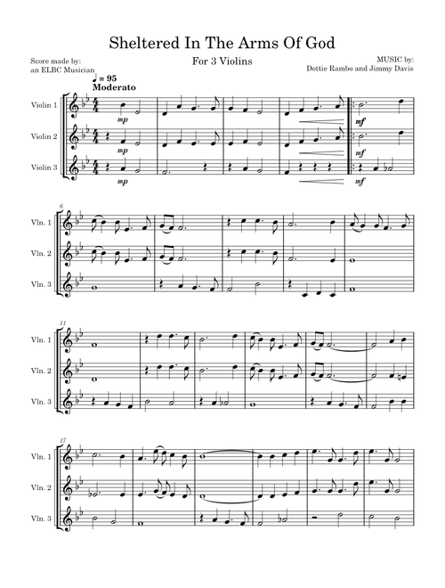 Sheltered In The Arms Of God, 3 Violins – Dottie Rambo and Jimmy Davis