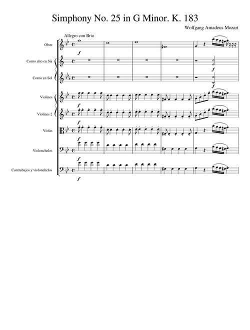 Symphony No. 25 in G Minor. K. 183: Allegro con brio. – Wolfgang Amadeus Mozart Wolfgang Amadeus Mozart - Symphony No. 25 in G Minor. K. 183: Allegro con brio