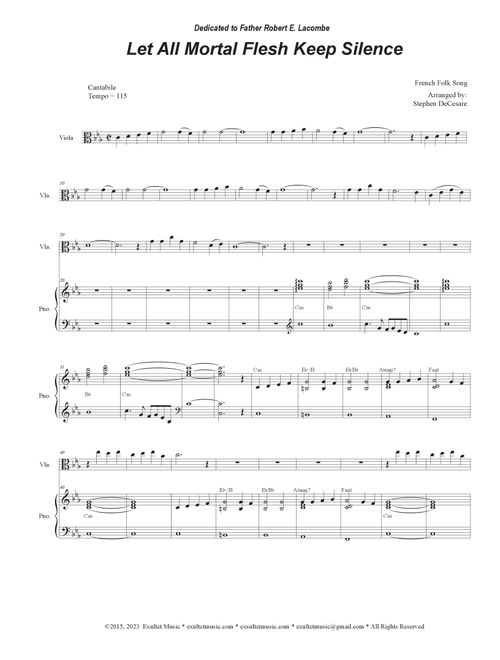 Let All Mortal Flesh Keep Silence (Viola solo and Piano) (Arr. Stephen DeCesare) (Viola and Piano)