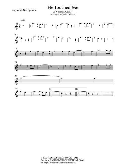 He Touched Me (Arr. Josiel Oliveira) - William J. Gaither (Soprano Sax Solo)
