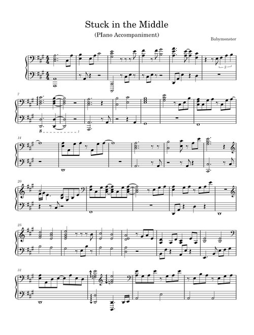 Stuck In The Middle – BABYMONSTER (Piano Accompaniment)