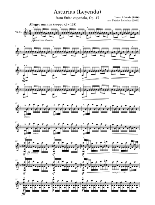 Asturias for Solo Violin - Isaac Albéniz