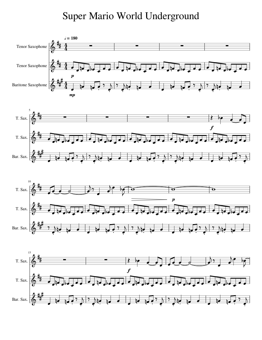 Super Mario World Underground Sheet music for Saxophone tenor