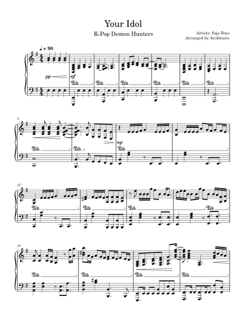 Your Idol (KPOP Demon Hunters) – Saja Boys, Piano arr.