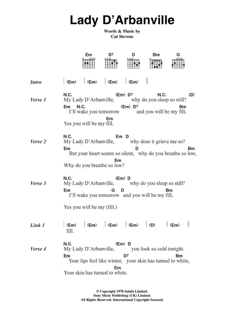 Lady D'Arbanville - Cat Stevens (Guitar Chords-Lyrics)