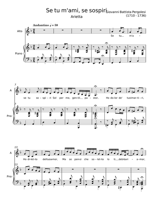 Se tu m'ami, se sospiri - Giovanni Battista Pergolesi