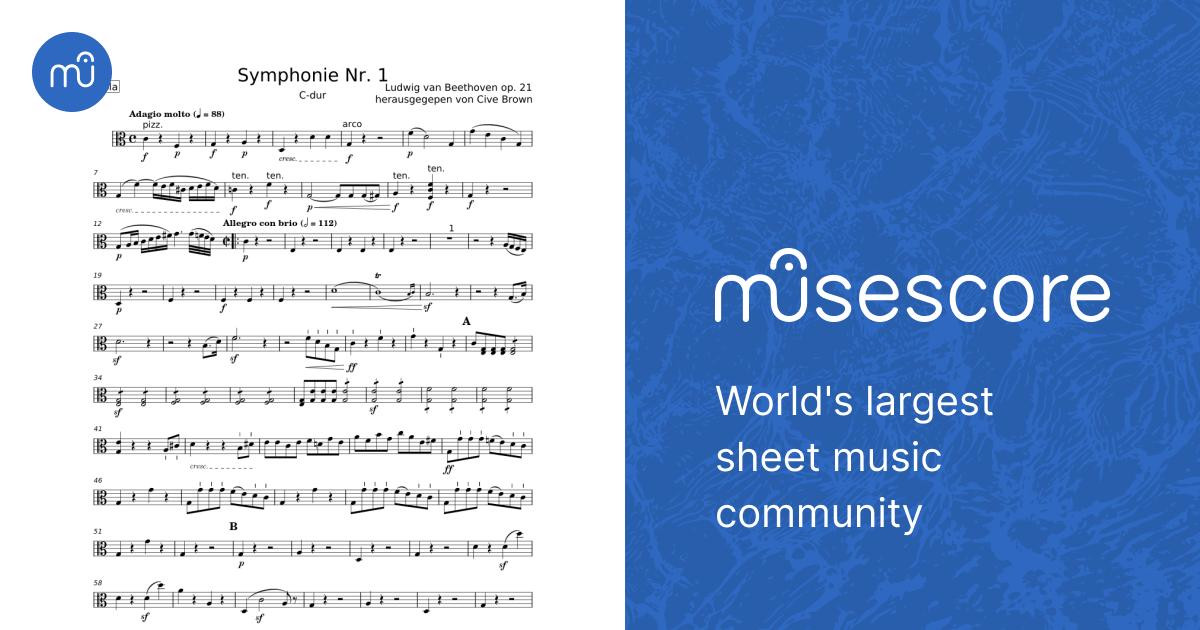 Symphony No.1, Op.21 - Ludwig van Beethoven Sheet Music for
