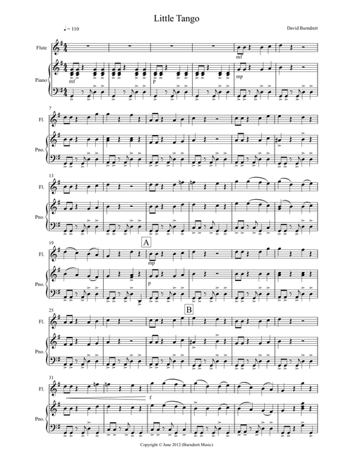 Little Tango for Easy Flute and Piano - David Burndrett (Flute and Piano)