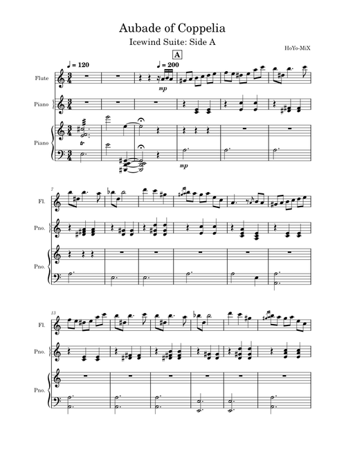 Fontaine Waltz – HOYO-MiX - Aubade of Coppelia (duet arrangement for piano and flute)
