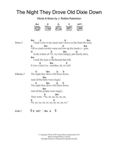 The Night They Drove Old Dixie Down - Joan Baez (Guitar Chords-Lyrics)