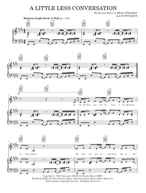 A Little Less Conversation - Elvis Presley (Piano-Vocal-Guitar)