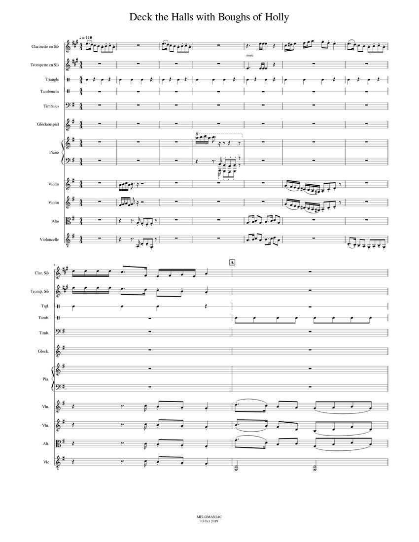 deck the halls with boughs of holly-melomaniac Sheet Music for Piano ...