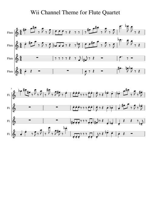 Wii Channel Theme for Flute Quartet